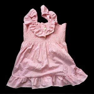 Classix of Miami 70s Vintage Pink Swiss Dot Smocked Dress Sz 6